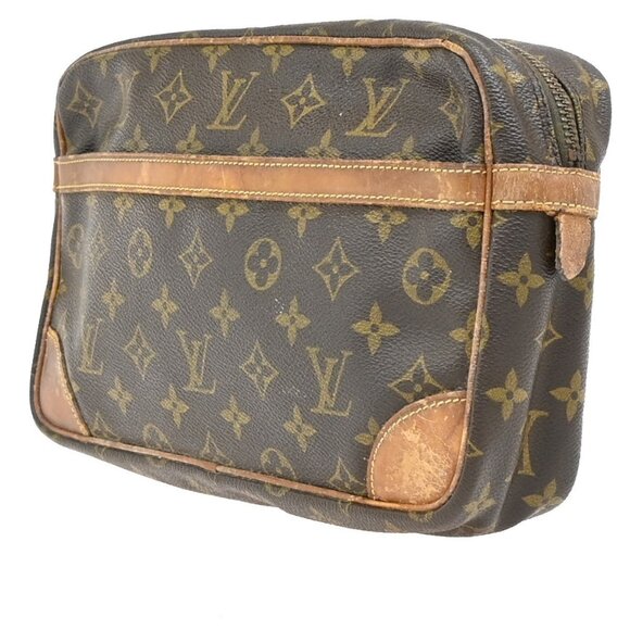 LOUIS VUITTON Compiegne 28 Clutch Hand Bag Monogram Leather Brown - Picture 2 of 16